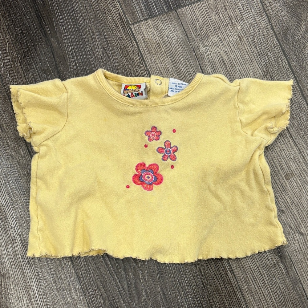 Vintage Yellow Kids Tee with Floral Design